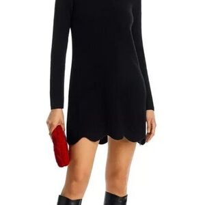 Aqua Cashmere Scalloped Hem Mini Dress